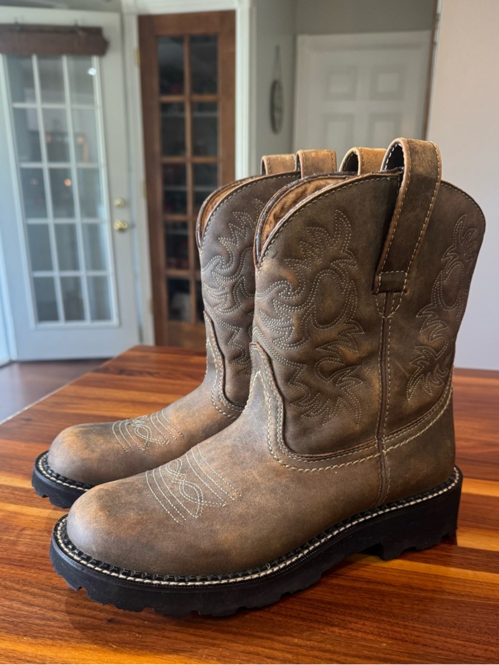 Ariat Brown Leather Cowboy Work Boots